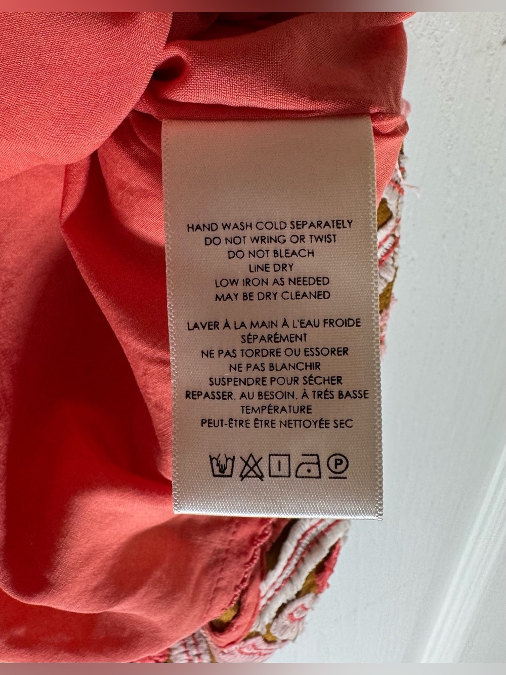 By Anthropologie Slim Mini Skirt Linen Apricot Tan Embroidered Women’s Size 2 - Picture 8 of 14